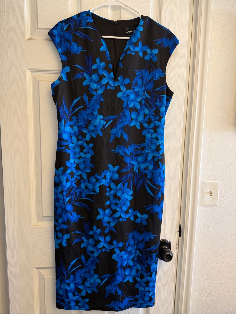 connected apparel Black Dress with Sapphire  Blue Floral Print